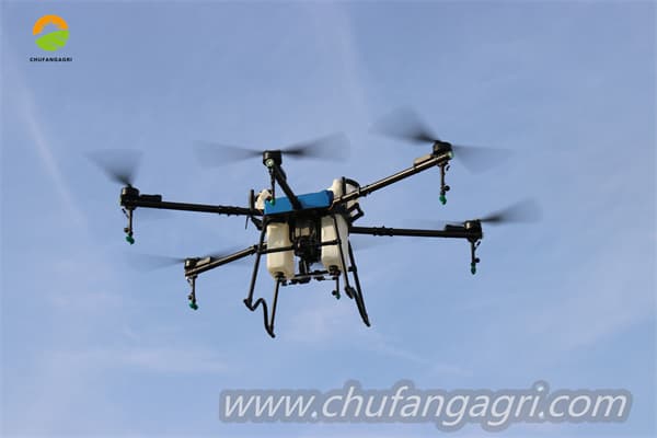 Supporting rice farming with drone fumigation.